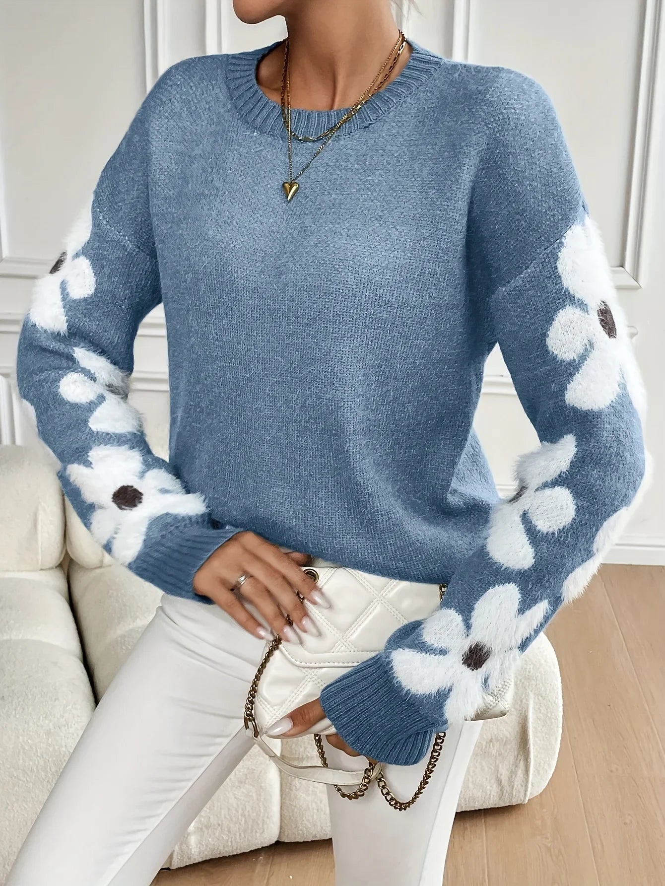 Winnie - Knitted Floral Sweater for Women